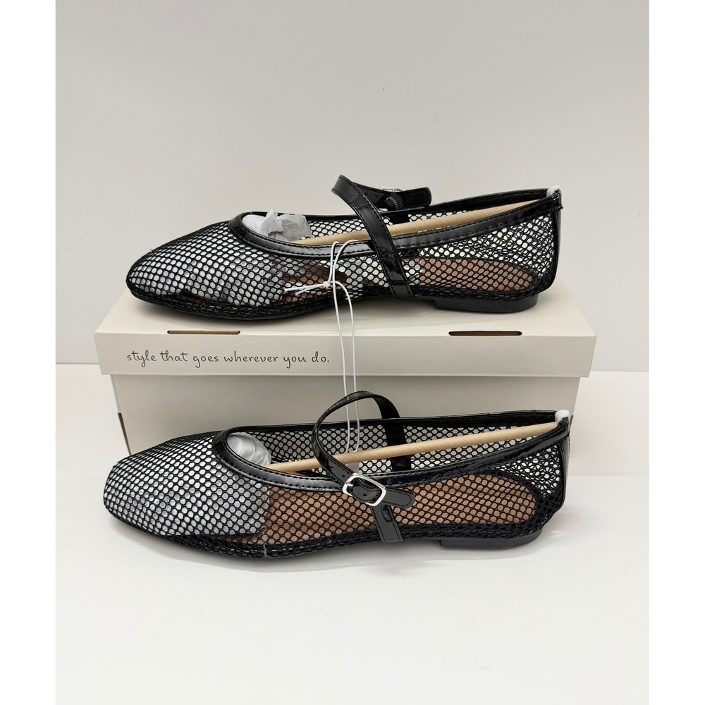 Issa Black Mesh Breathable Ballet Sheer Flats w/ Memory Foam Insole sz 10